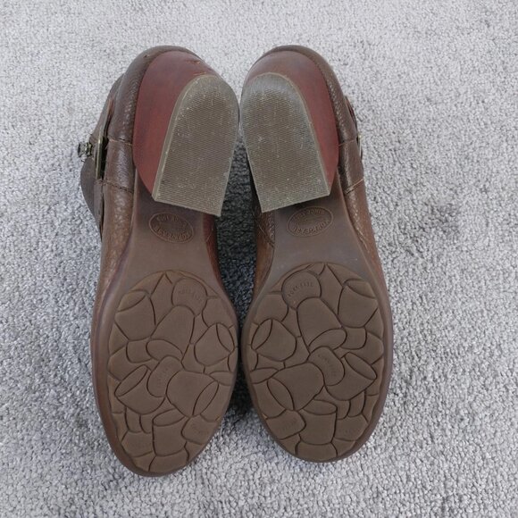 Kork Ease Ankle Boots Womens Size 10 Brown Pebbled Leather Zip Buckle Heel Shoes - Picture 3 of 12
